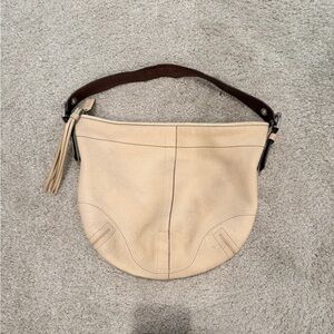 Coach Cream and Brown Leather Hobo Bag